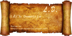 Löb Demetria névjegykártya